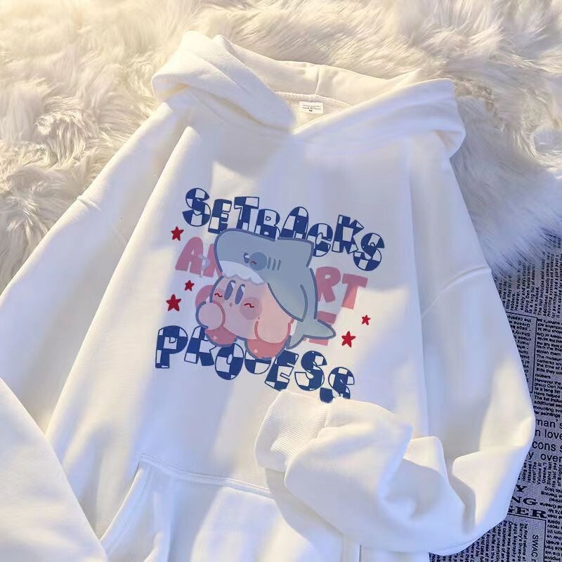 New cross-border spring, autumn, and winter hooded tops for men and women, cute and versatile Kirby-themed trendy pullover sweatshirts New cross-border spring, autumn, and winter hooded tops for men and women, cute and versatile Kirby-themed trendy pullover sweatshirts