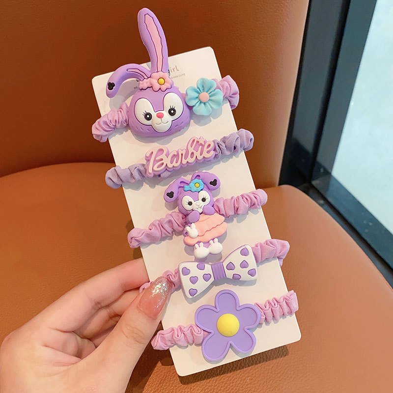 Los niños lindo fresa oso estrella delu banda para el cabello niña lazo para el cabello banda de goma no hace daño lazo para el cabello cola de caballo cuerda para el cabello al por mayor