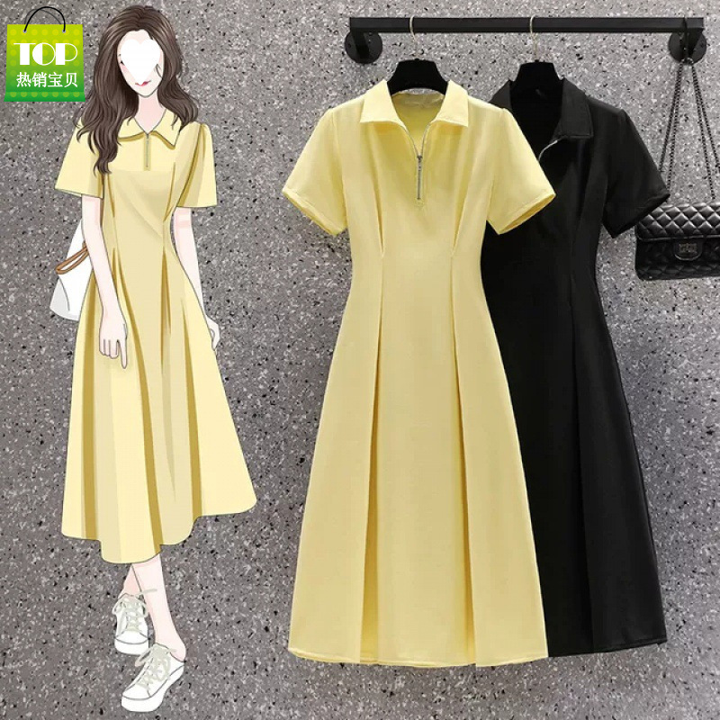 Polo Collar Dress for Women, New Summer Style, French Style, Gentle Waist-Cinching, Slimming Mid-Length Dress, Trendy Light Luxury Vacation Style Polo Collar Dress for Women, New Summer Style, French Style, Gentle Waist-Cinching, Slimming Mid-Length Dress, Trendy Light Luxury Vacation Style