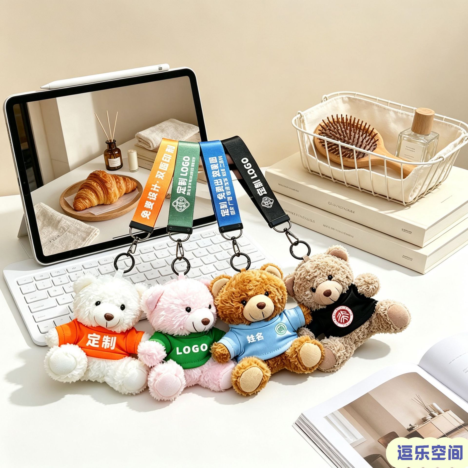 Cute and cuddly teddy bear plush toy, vest-shaped bear, bag charm, small gift for children, wholesale pet supplies