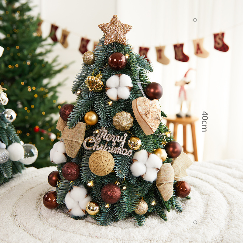 Shengyuan nuevo set de árbol de Navidad de bolas rojas y blancas, decoración de la atmósfera de Navidad, escritorio, árbol de Navidad de pino