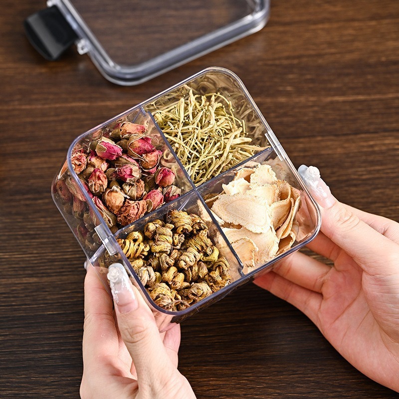 Cuádruple 460ml tanque sellado a prueba de humedad grano de grado alimenticio tanque de almacenamiento caja de almacenamiento de cocina