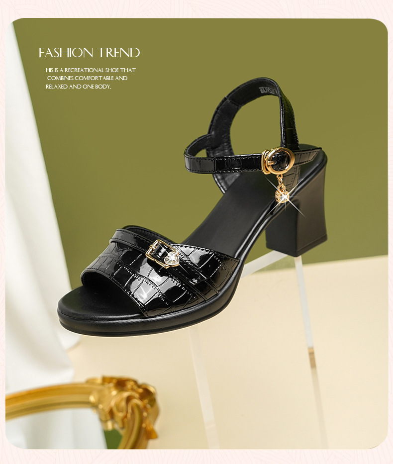 Sandal nữ da thật gót vuông 6 cm đế chống thấm, form thoải mái size lớn — Mơ (gót vừa 6.0CM) chi tiết 27