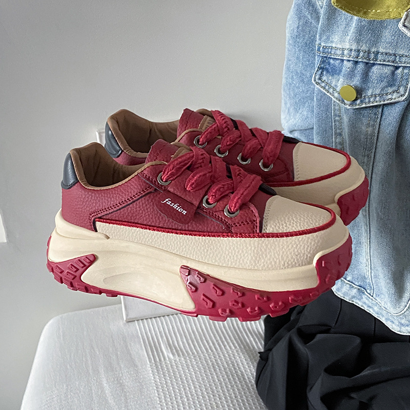 Version coréenne des chaussures de papa pour le printemps et l'automne 2024, nouvelles chaussures de tir de rue décontractées pour étudiants Instagram, chaussures hautes à semelles épaisses pour femmes_voghion.com