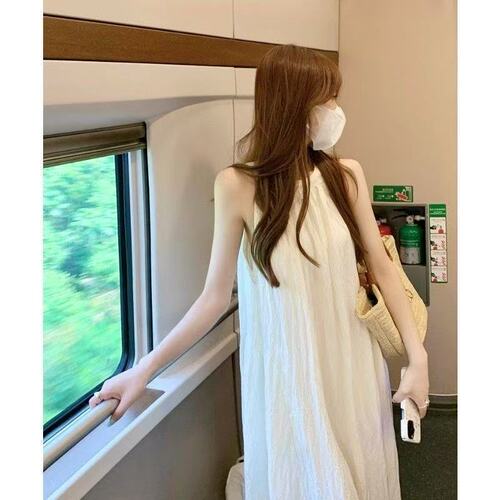 Improved version, please check the actual product before ordering French-style V-neck dress fairy summer loose and slimming new sleeveless