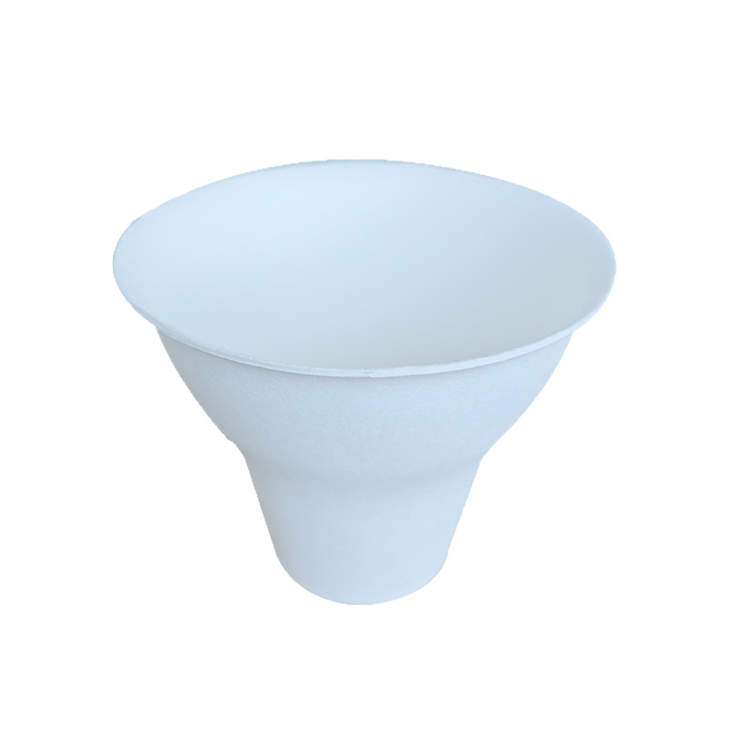 Vaso de helado tipo cupcake de castaña, desechable, biodegradable, portátil, para helado, postre, yogur, pequeño, blanco