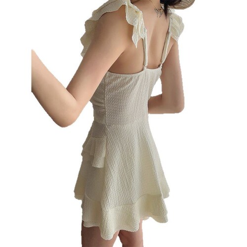 New Ladies One-Piece French Elegant Pure Desire Nautical Edge Gathering Beach Spa Vacation Swimsuit Wholesale