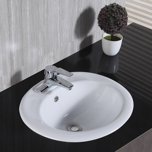 OD59 wholesale 1618 inch single three-hole bathroom sink semi-undermount ceramic smart clean glaze on-counter basin