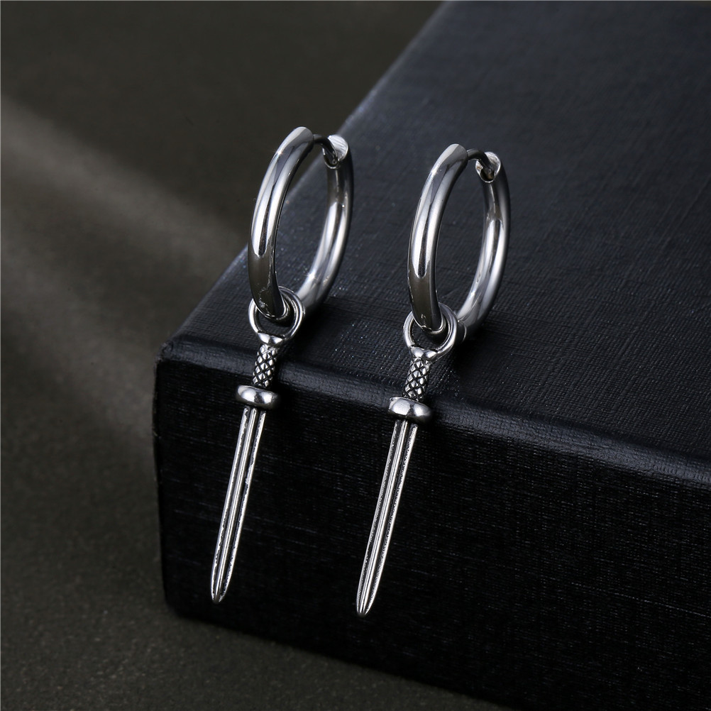 1 Piece Hip-hop Solid Color Stainless Steel Plating Men's Earrings display picture 1