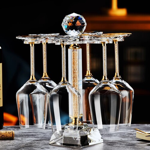 Luxury light luxury high-end golden red wine tall stemmed glass set home water crystal Burgundy large belly cup wine glass decanter