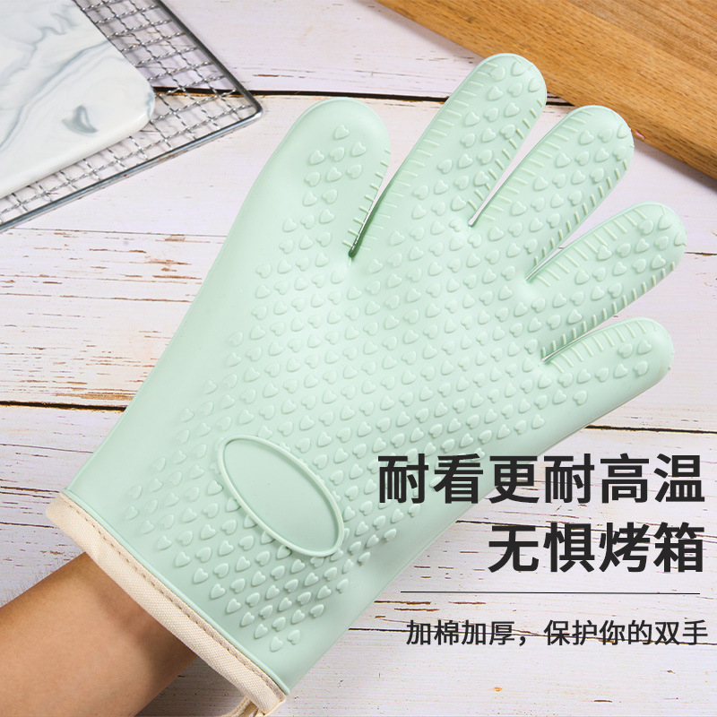 耐高温五本指シリコン断熱手袋キッチン家庭用滑り止め防熱焼き電子レンジ箱焙煎専用手袋|undefined