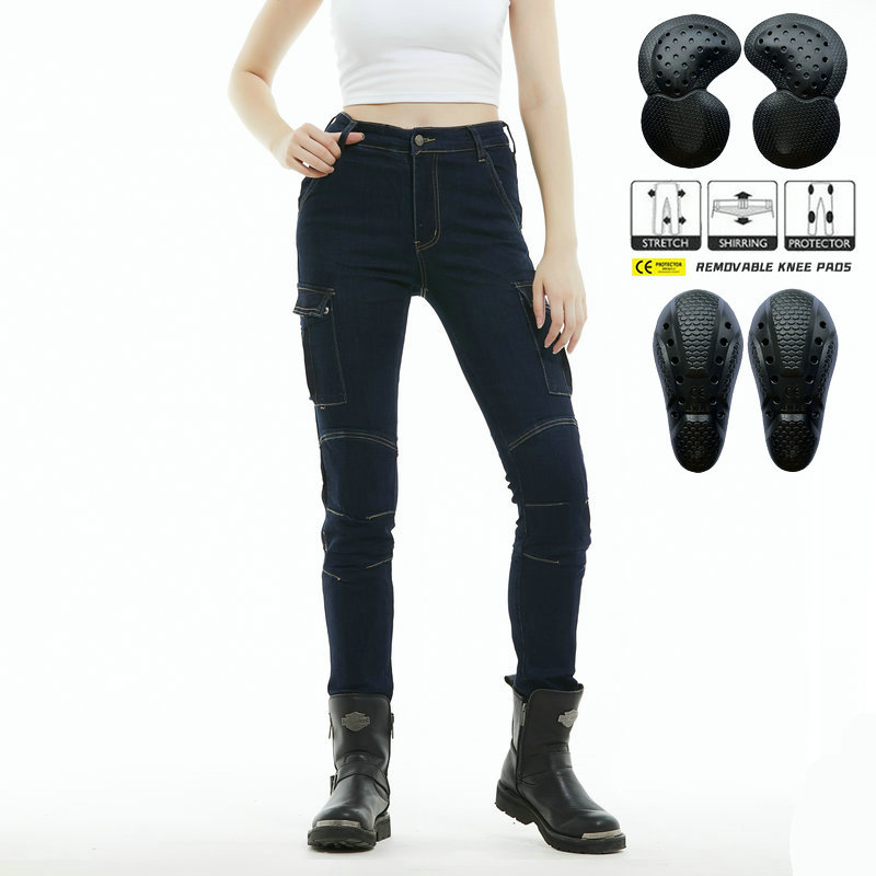 VOLERO pantalones vaqueros de la motocicleta de las mujeres Knight casual stretch montar overoles de la motocicleta JES-22