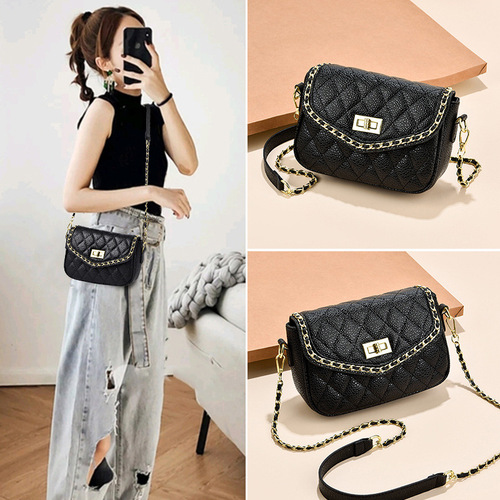 Manufacturer's small bag women's 2024 summer new small square bag fashion simple lock buckle single shoulder crossbody bag one piece drop shipping