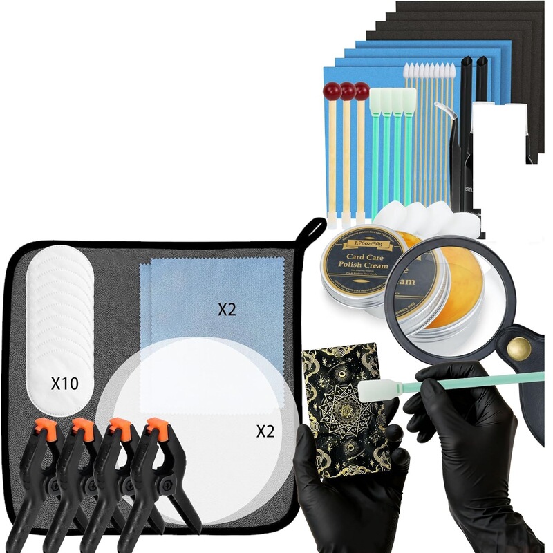 Collectible Card Cleaning Kit Card Flattening and Repair Care Tool Set Essential Supplies for Card Collectors Collectible Card Cleaning Kit Card Flattening and Repair Care Tool Set Essential Supplies for Card Collectors