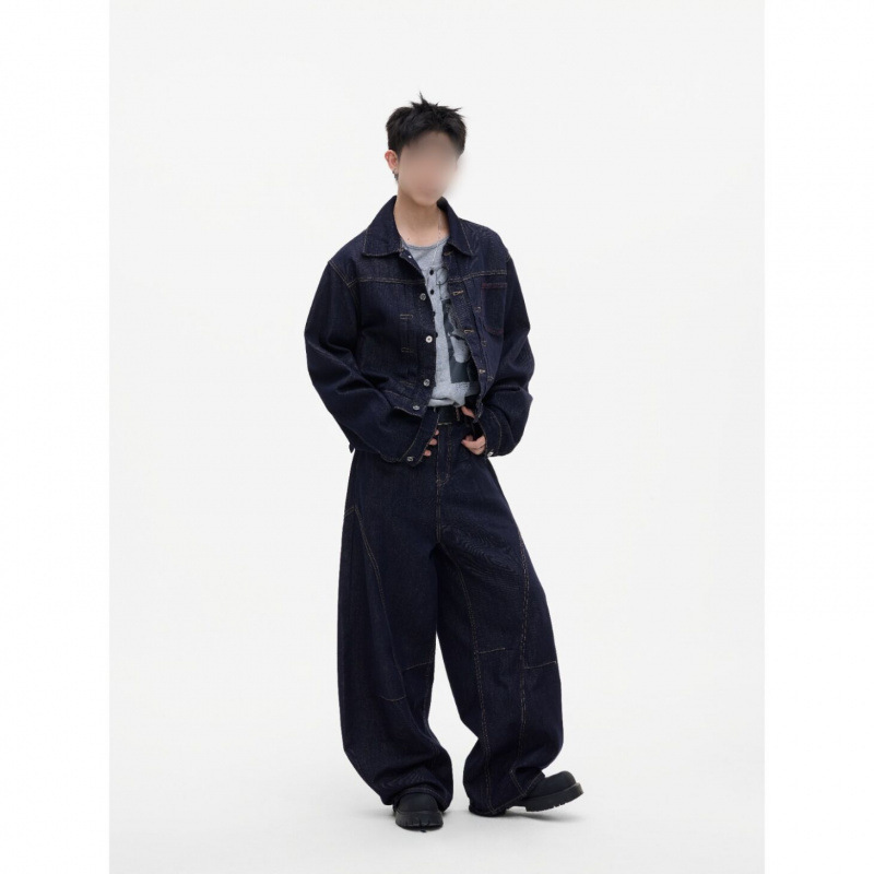 Foreign Trade American Denim Jacket Scimitar Jeans Suit Men and Women Spring & Fall High Street Handsome Loose Fashion Jacket Trend