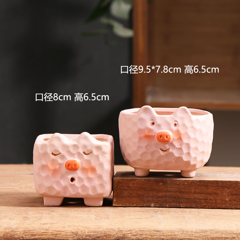 Maceta de carne de dibujos animados, personalidad creativa, escritorio, transpirable, animal, cerámica de gres, maceta de cerámica, liquidación al por mayor