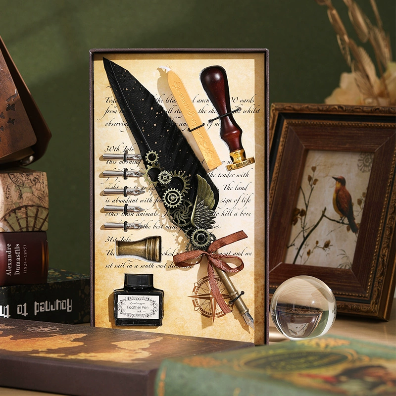 Ретро-механическая пишущая кисть, ручка в gift-boxed коробке с шестернями, набор для студентов, европейский стиль