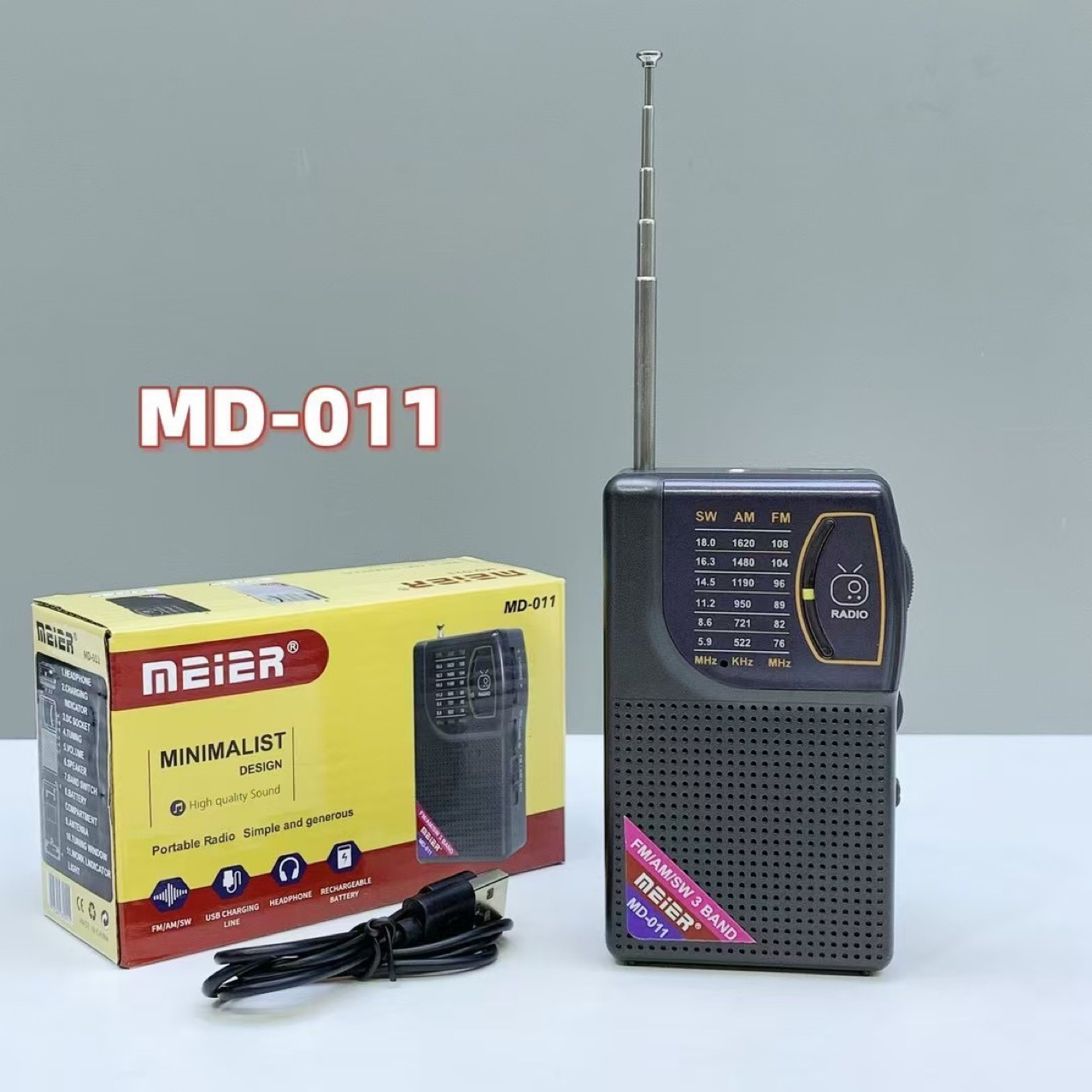 Nuevo MD011 retro portátil mini radio con antena AM/FM Ruleta de banda completa radio FM