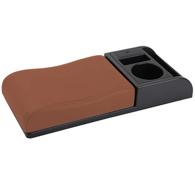multifunctional storage box raised pad | Armrest box - microfiber-leather-universal-cover-curved-black-brown-cover