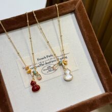 天然白贝母葫芦吊坠平安喜乐甜甜圈双面项链女轻奢小众福禄锁骨链
