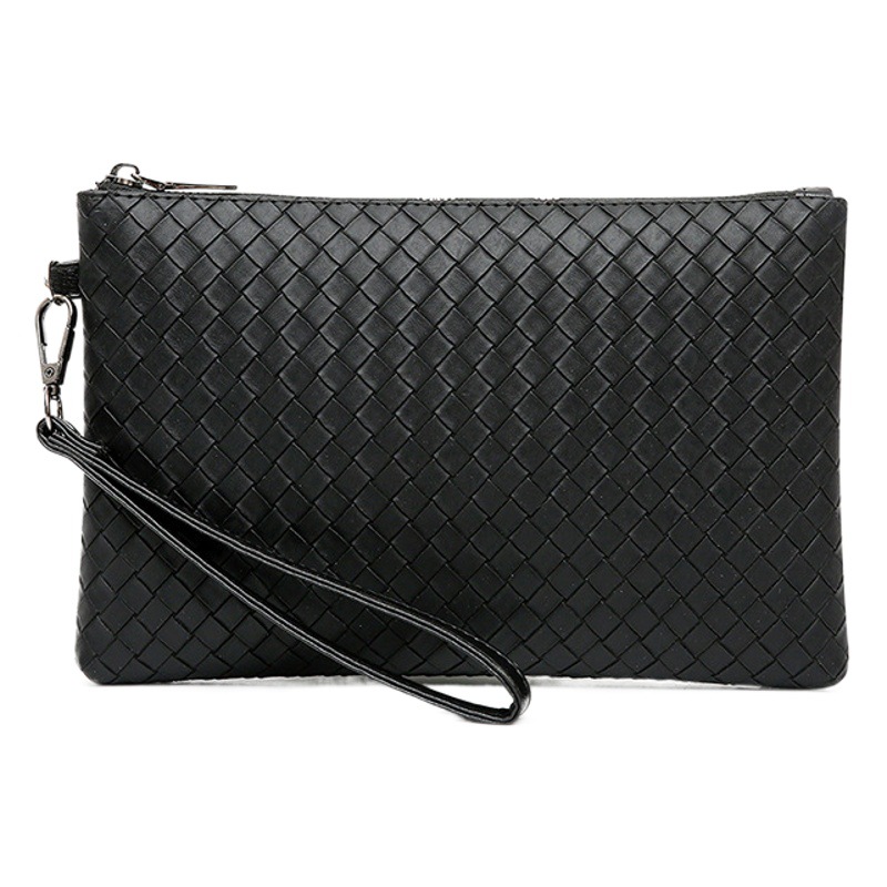 New Men's Woven Clutch Large Capacity Soft Leather Handbag Envelope Trendy Business Men's Bag Live Supply