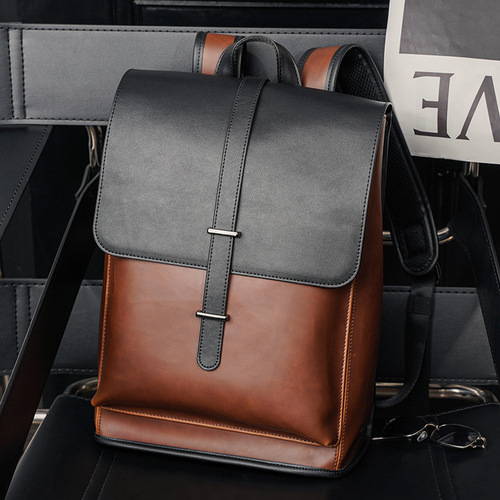2024 New Trendy Backpack Korean Style Fashionable Men's Bag Leather Casual Large Capacity School Bag Computer Backpack