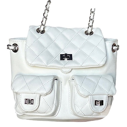 Chic and Stylish Women's Small Backpack with Vintage Chain and Herringbone Design, Double Shoulder Bag for Women, Simple and Trendy Fashion Bag