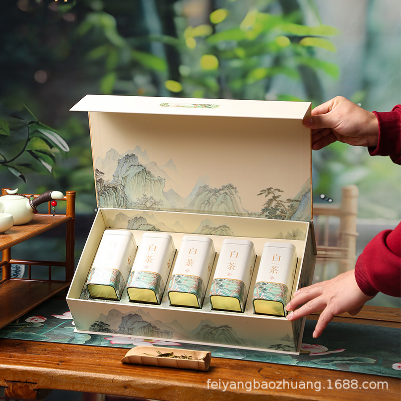 白茶包装盒2025春茶新款高档安吉靖安散白茶礼品盒半斤装空盒批发