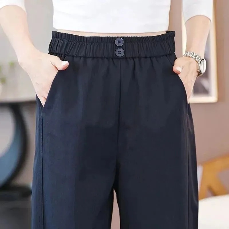 2026 primavera nuevos pantalones Harun de cintura alta pantalones de estilo universal para cubrir la carne de mediana edad, pantalones de moda, pantalones de pantalones