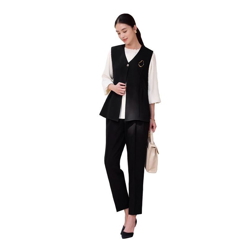 New Women's Small Fragrant Suit Vest with Trousers Professional Work Clothing Two-Piece Suit 88639