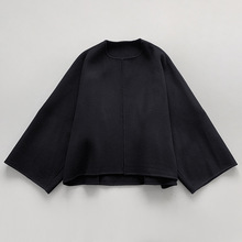 極简风慵懒廓形手工双面呢大衣 气质经典羊毛短款毛呢外套秋冬