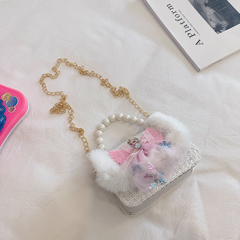 Bolso DE LOS NIÑOS estilo Chanel cadena bolsa de mensajero lindo bebé niña moda chica bolso de hombro moda perla