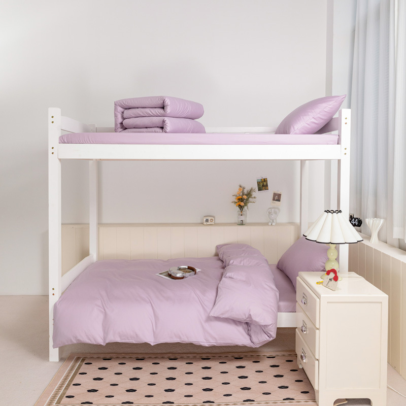 Cama de algodón de color puro para estudiantes universitarios de tres piezas dormitorio de algodón puro sábana individual funda de edredón ropa de cama 2025 nuevo estilo