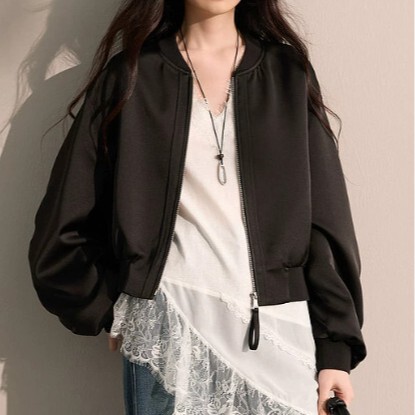 2026 Autumn New Casual Coat Satin Loose Jacket Cardigan Baseball Jacket Commuting D413OS101W00 2026 Autumn New Casual Coat Satin Loose Jacket Cardigan Baseball Jacket Commuting D413OS101W00