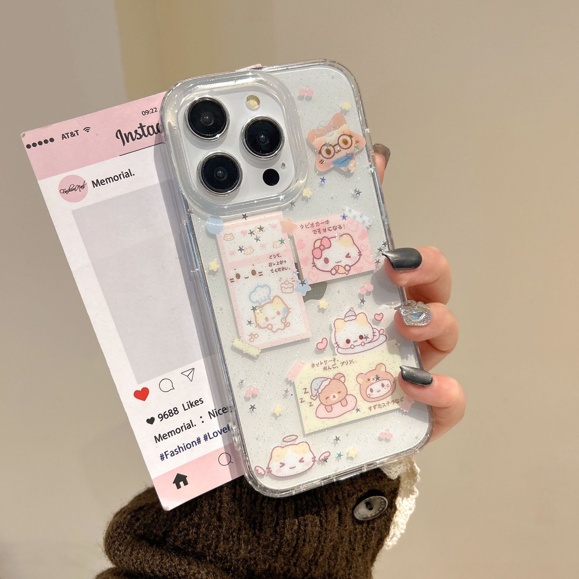 Girl ins semi-transparente kt oso para iPhone16ProMax nuevo 15 funda para teléfono móvil Apple 14/15 dibujos animados