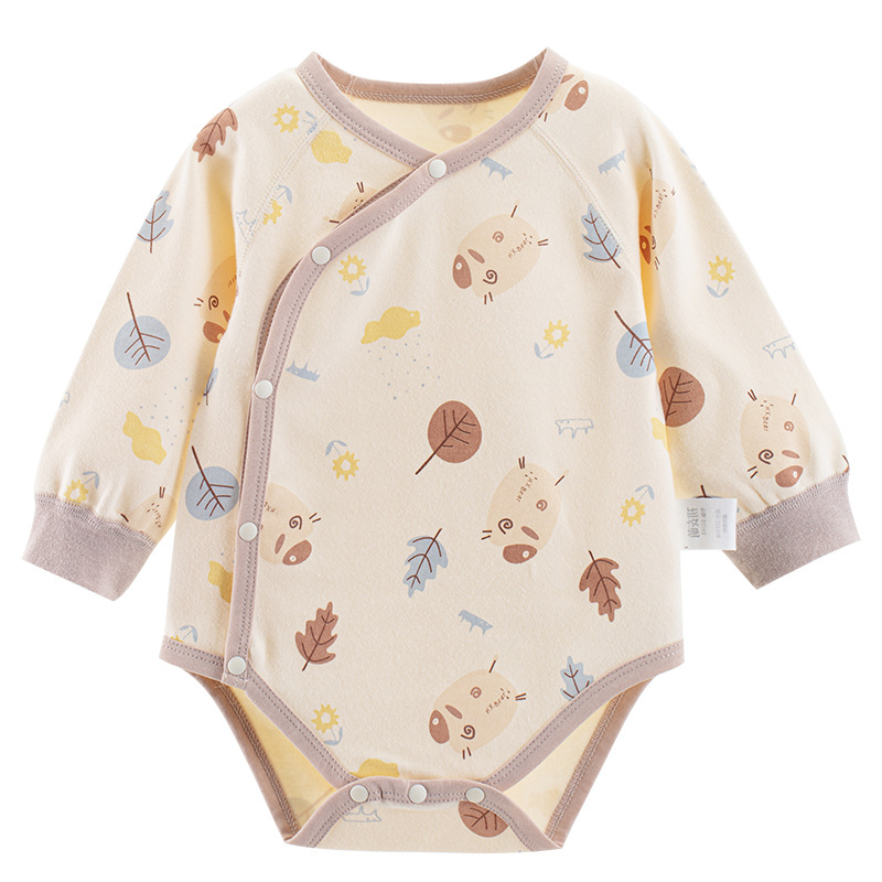 Primavera y otoño bebé vaina ropa clase A puro algodón manga larga todo-fósforo recién nacido bebé mono bebé sin hueso ropa