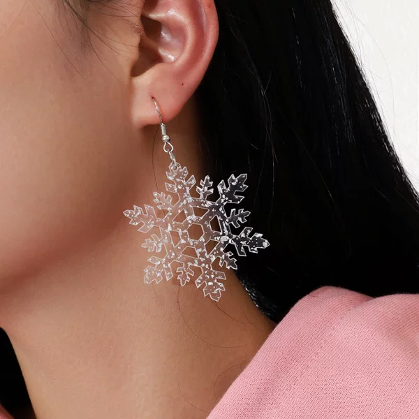 Cross-border Hot Christmas Niche Fashion Simple silver Snow Shape Sequin Acrylic Earrings