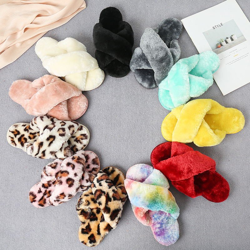 Cross Mao Mao slippers women's autumn cross-border Amazon plus size foreign trade home parent-child home indoor wool cotton slippers