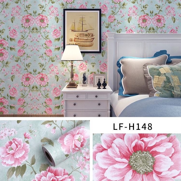 wallpaper欧式pvc墙纸批发防水壁纸自粘客厅直播背景卧室墙布自贴
