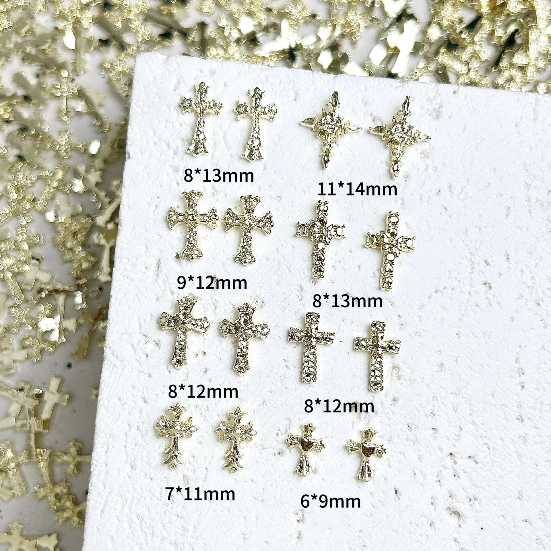 Ventas transfronterizas de joyas de manicuría cruces oro y plata super brillante diamante completo retro punk cruces joyas accesorios diy