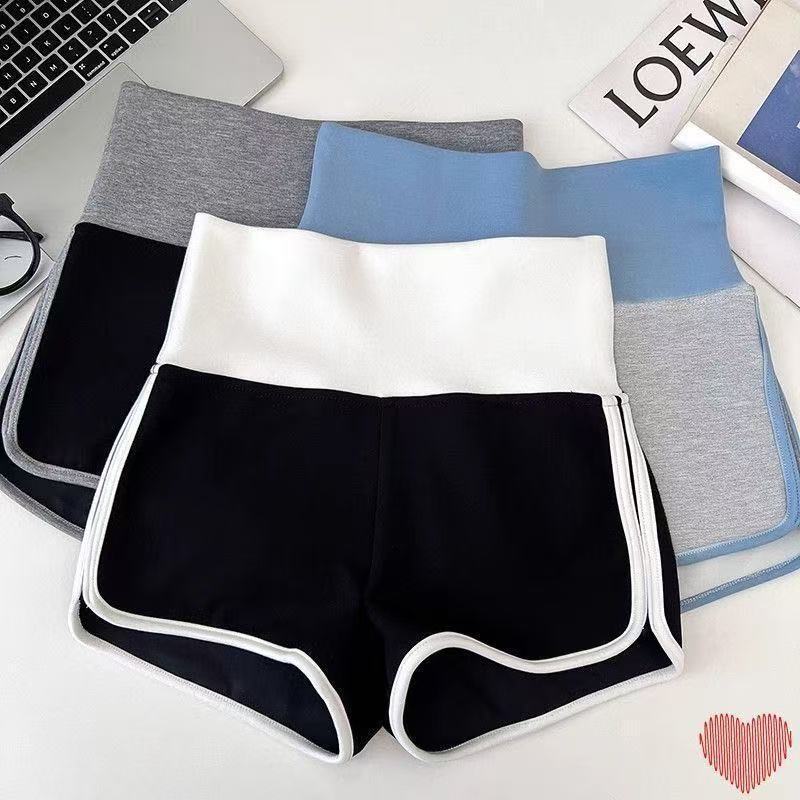 Summer Color-Block Shorts American Style High-Waisted Hot Pants Versatile Casual Basic Yoga Pants Sports Casual Pants