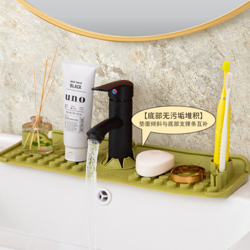 Silicone Faucet Drain Mat for Home Washbasin Countertop, Non-Slip and Splash-Proof Mat, Multi-Functional Sink Countertop Storage Mat