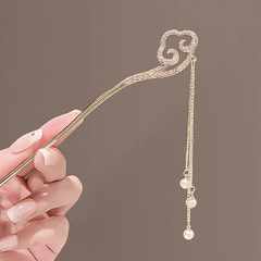 新中式祥雲流蘇髮簪復古高級感古風合金簪子簡約頭飾漢服髮飾高級