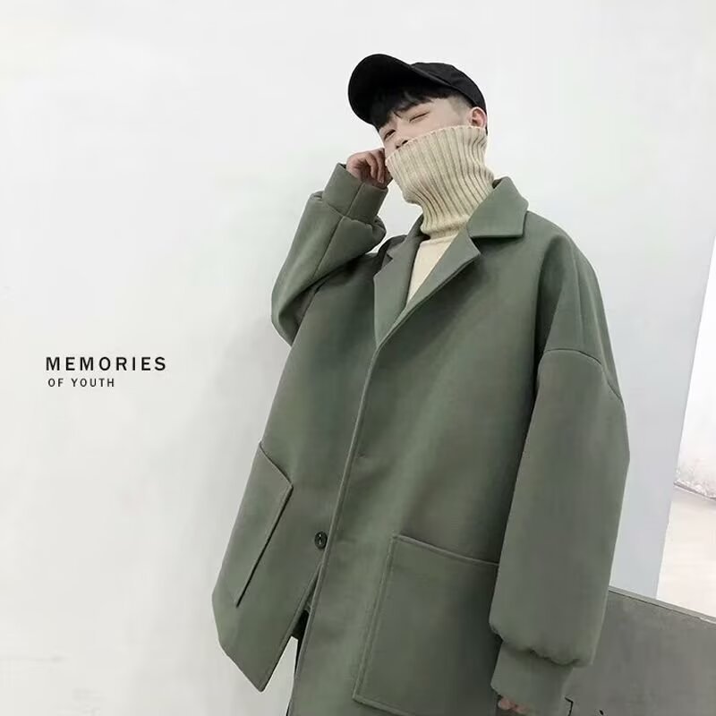Otoño y invierno en Hong Kong, abrigo de comercio exterior de moda coreano, abrigo de lana para hombres, abrigo de lana gruesa
