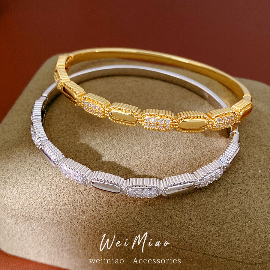 18k oro real electron-pantalón de piedra pulsera de fijación ovalada temperamento delicado pulsera de personalidad joyas de nicho lujosas