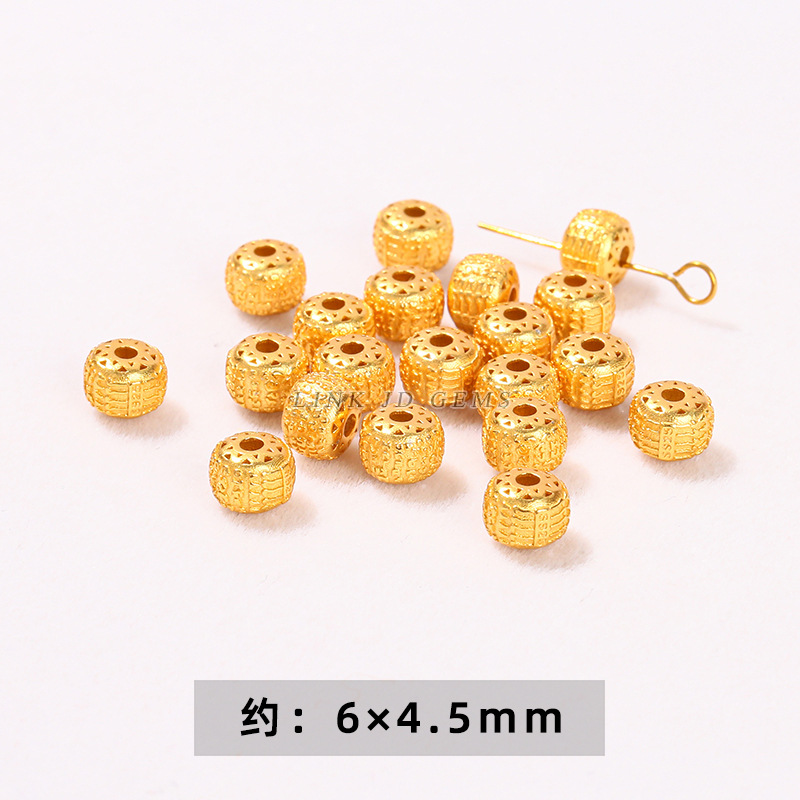 Plated 24K gold and five brick beads