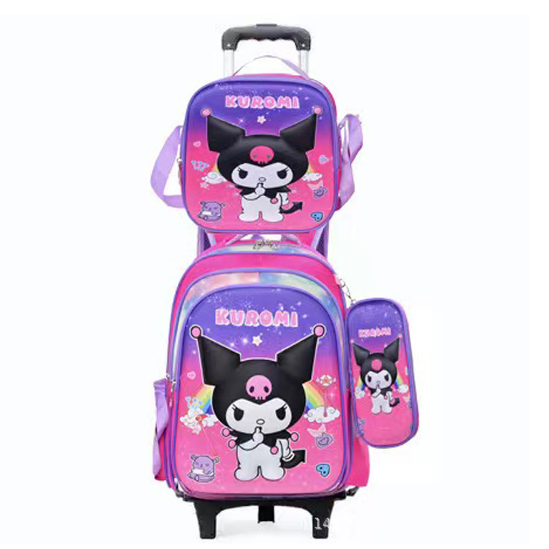 Export Trolley Mochila mochila con luz en la parte posterior para estudiantes de primaria de grado 1-6 nueva mochila de nailon de gran capacidad para subir escaleras