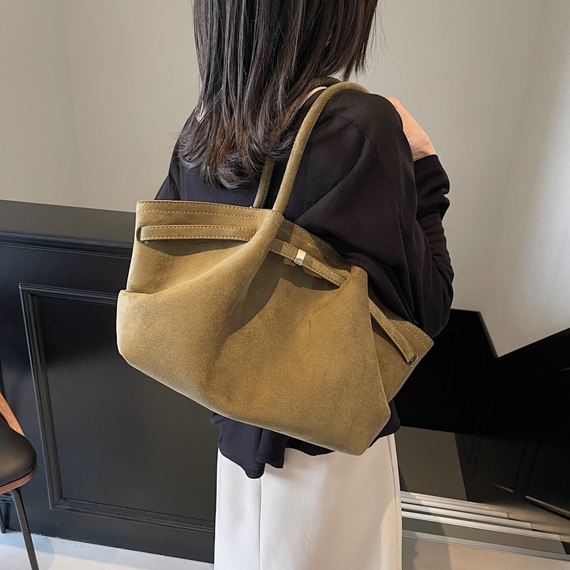复古绒面大容量磨砂托特包女2025秋冬新时尚百搭手提单肩菜篮子包|undefined