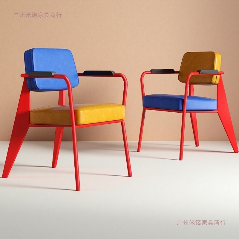 A Quick-Release Restaurant Coffee Shop Bar Homestay Chair Backrest Chair Conference Reception Armchair Wrought Iron Office Chair