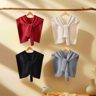 Hot Sale Shawl Knitted Summer Air-conditioning Room Shoulder Small Shawl Outer Mesh Lace Knot Wool Scarf 01